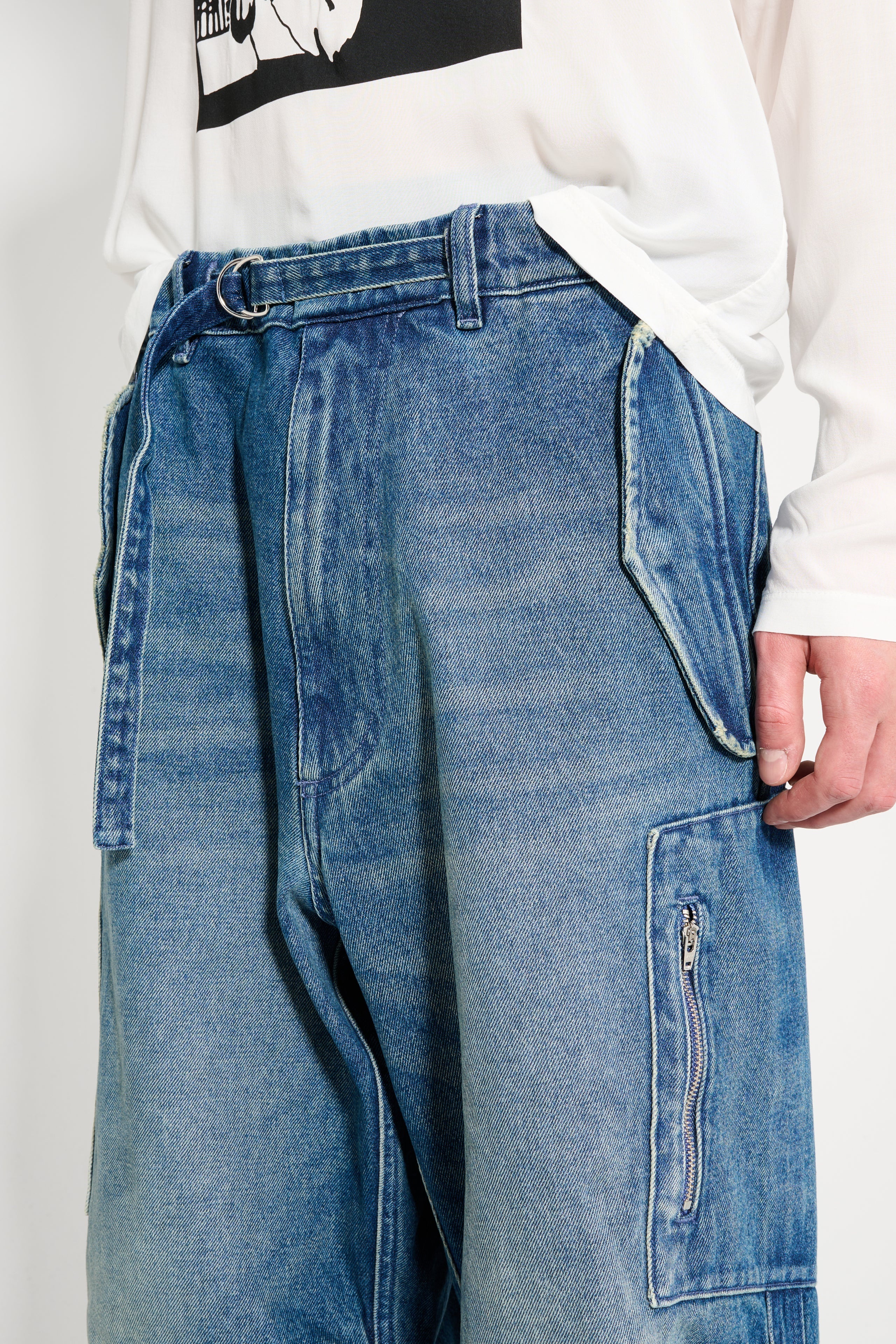 RANDOM IDENTITIES WASHED DENIM BERLIN BAGGIES BLUE - 4