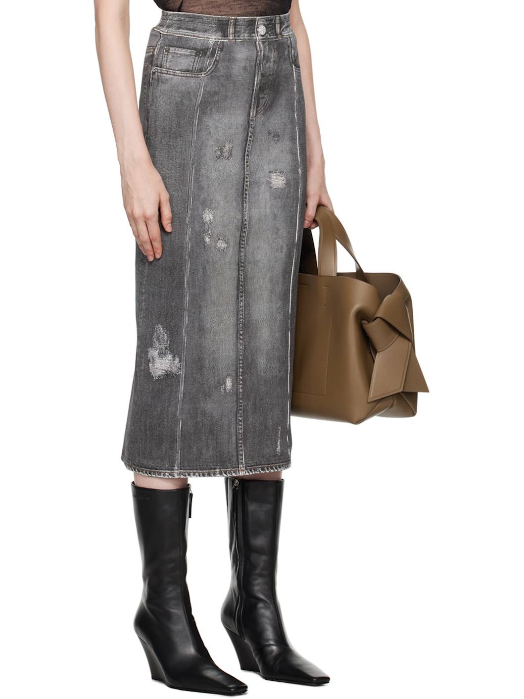 Gray Printed Maxi Skirt - 2