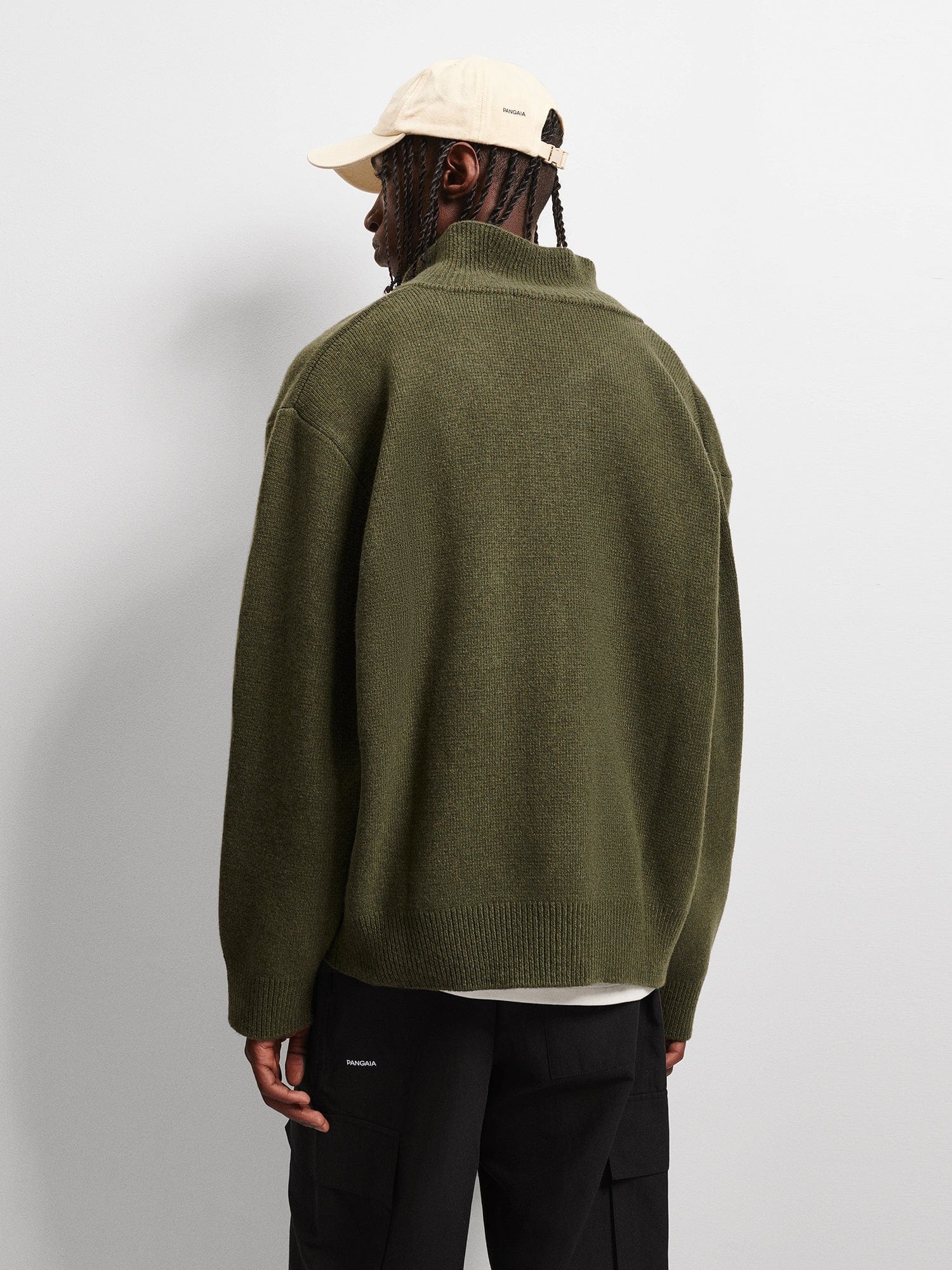 Men's Recycled Cashmere Zip Up Sweater - Rosemary Green - 3