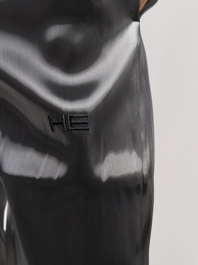 metallic-effect straight-leg trousers 5