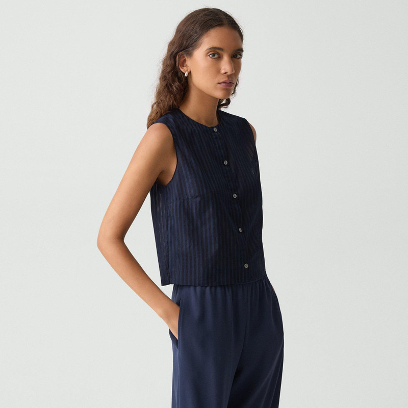 Button-Up Shell Top in Linear Cotton 3