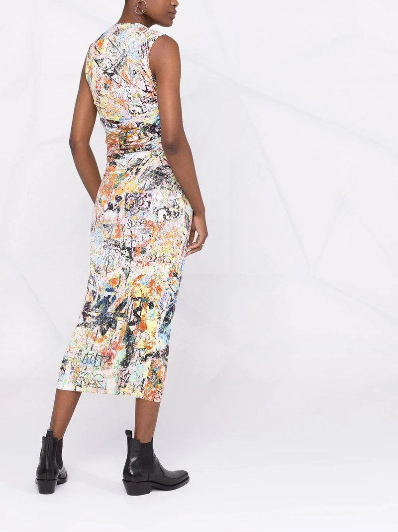 abstract-print gathered-detail midi dress 6