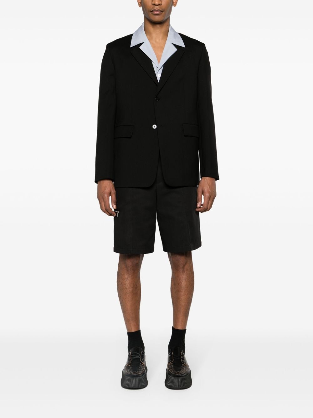 single-breasted twill wool blazer - 2