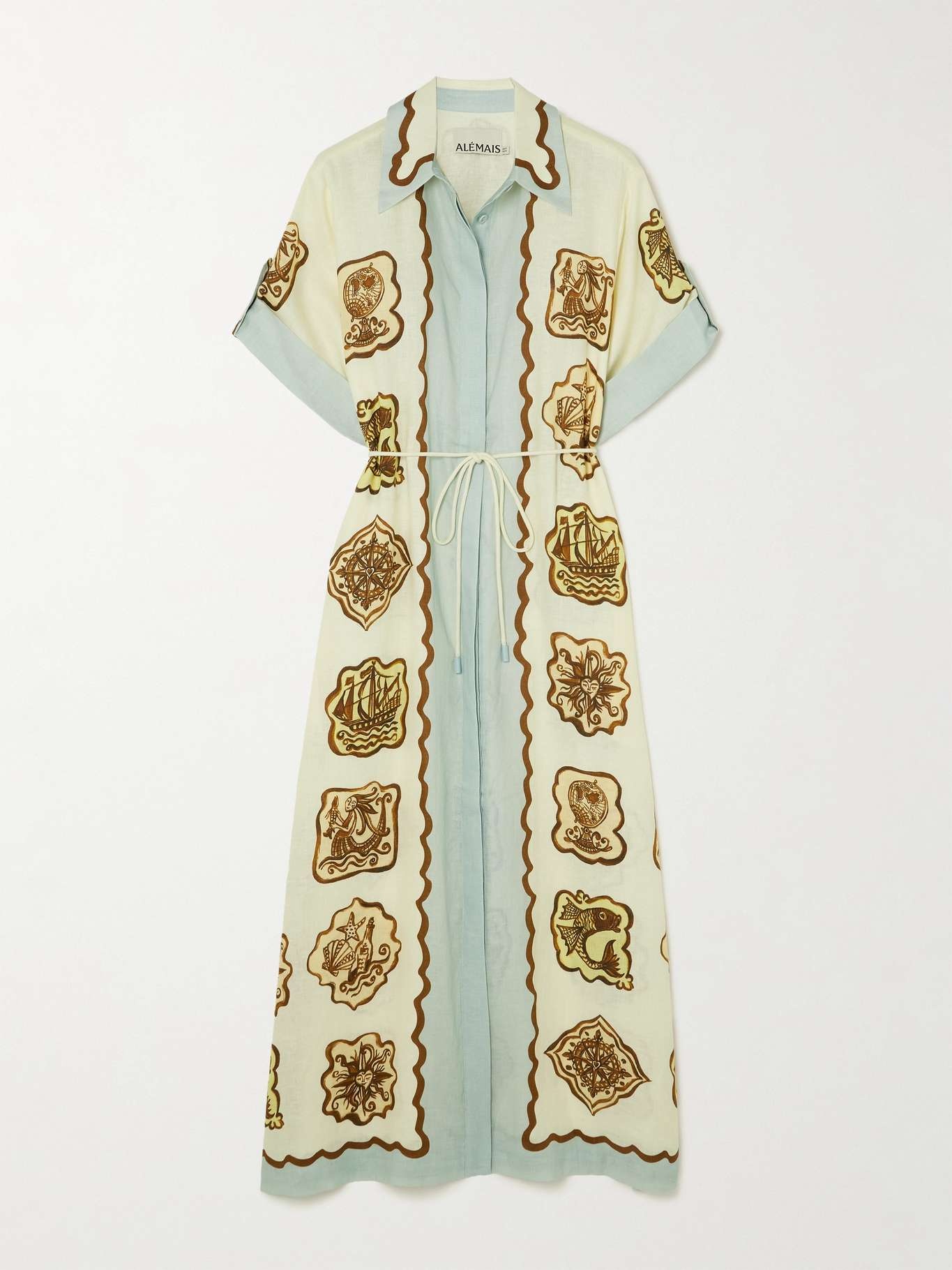 Relic belted printed linen midi shirt dress - 1