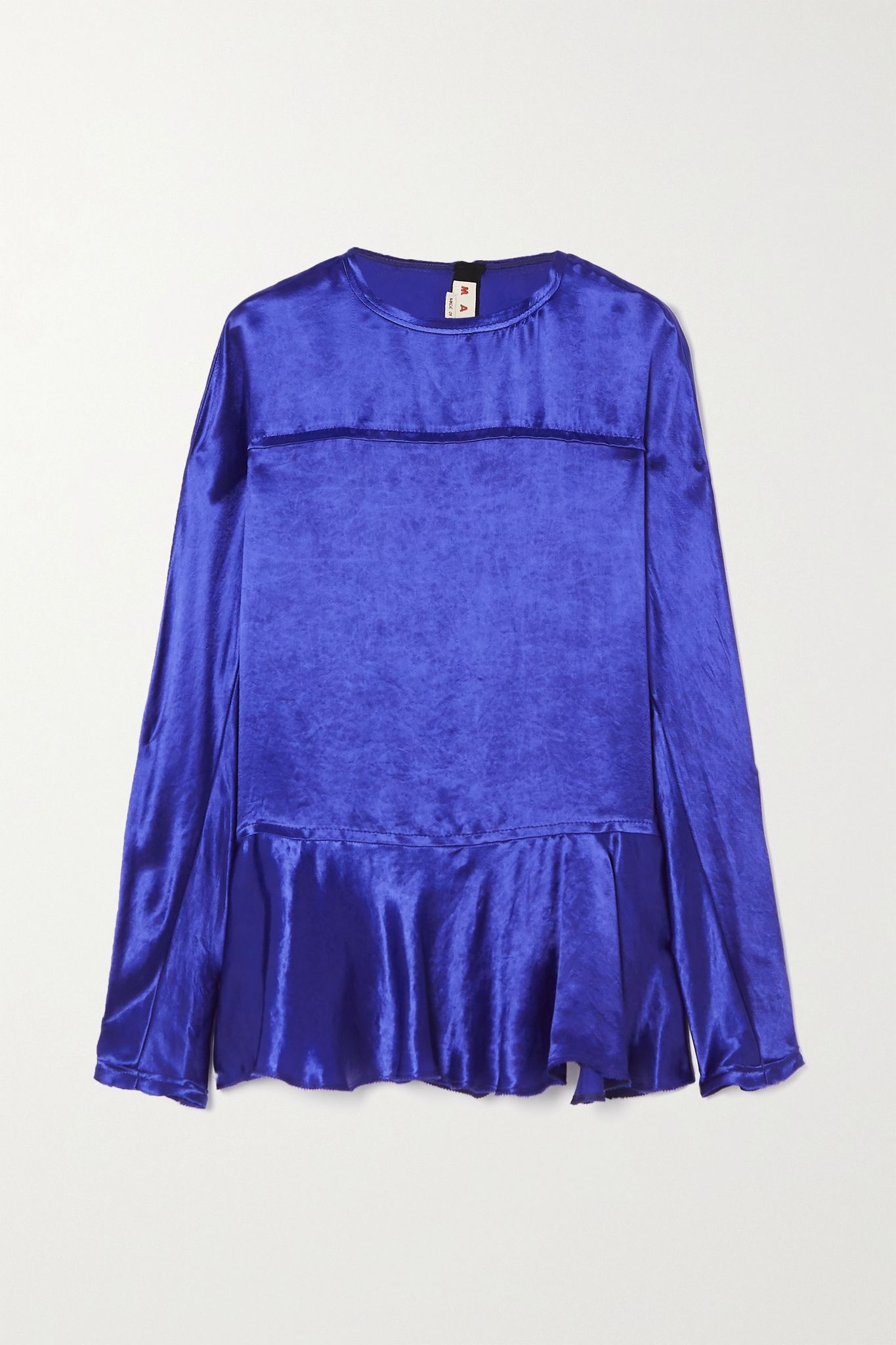 Frayed ruffled cupro-satin blouse - 1