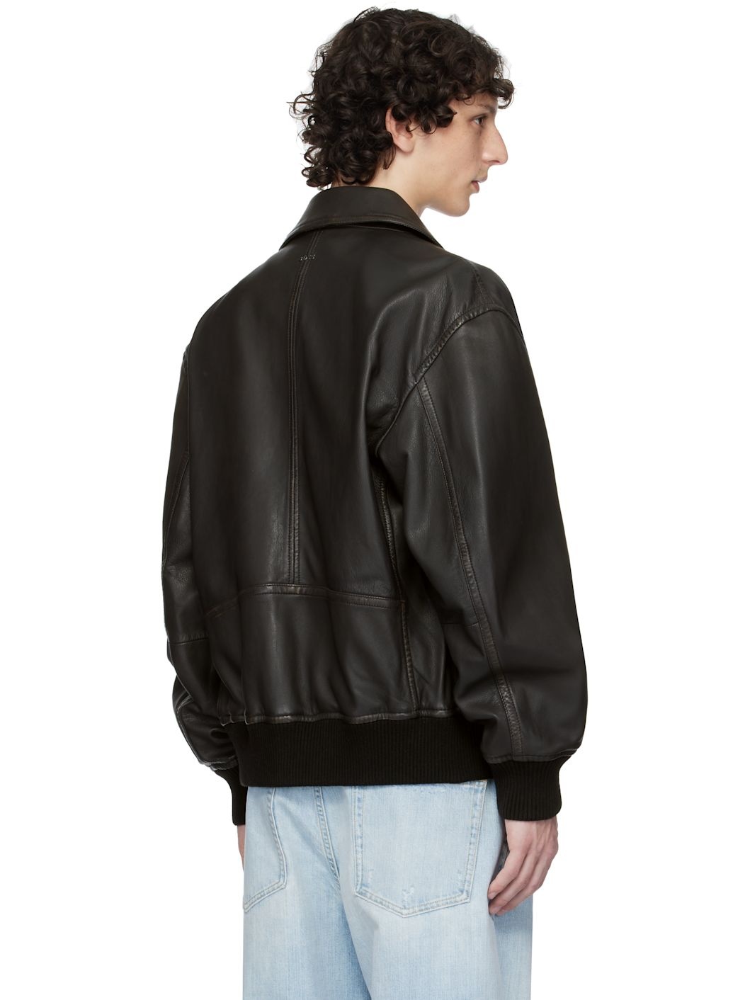 Brown Zip Leather Jacket - 3