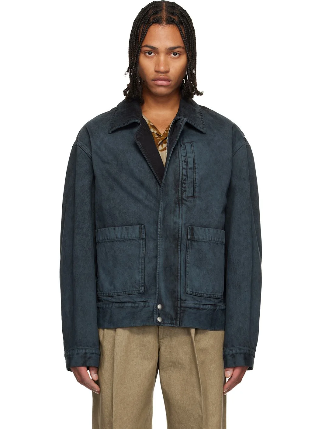 Black Patch Pocket Denim Jacket - 1