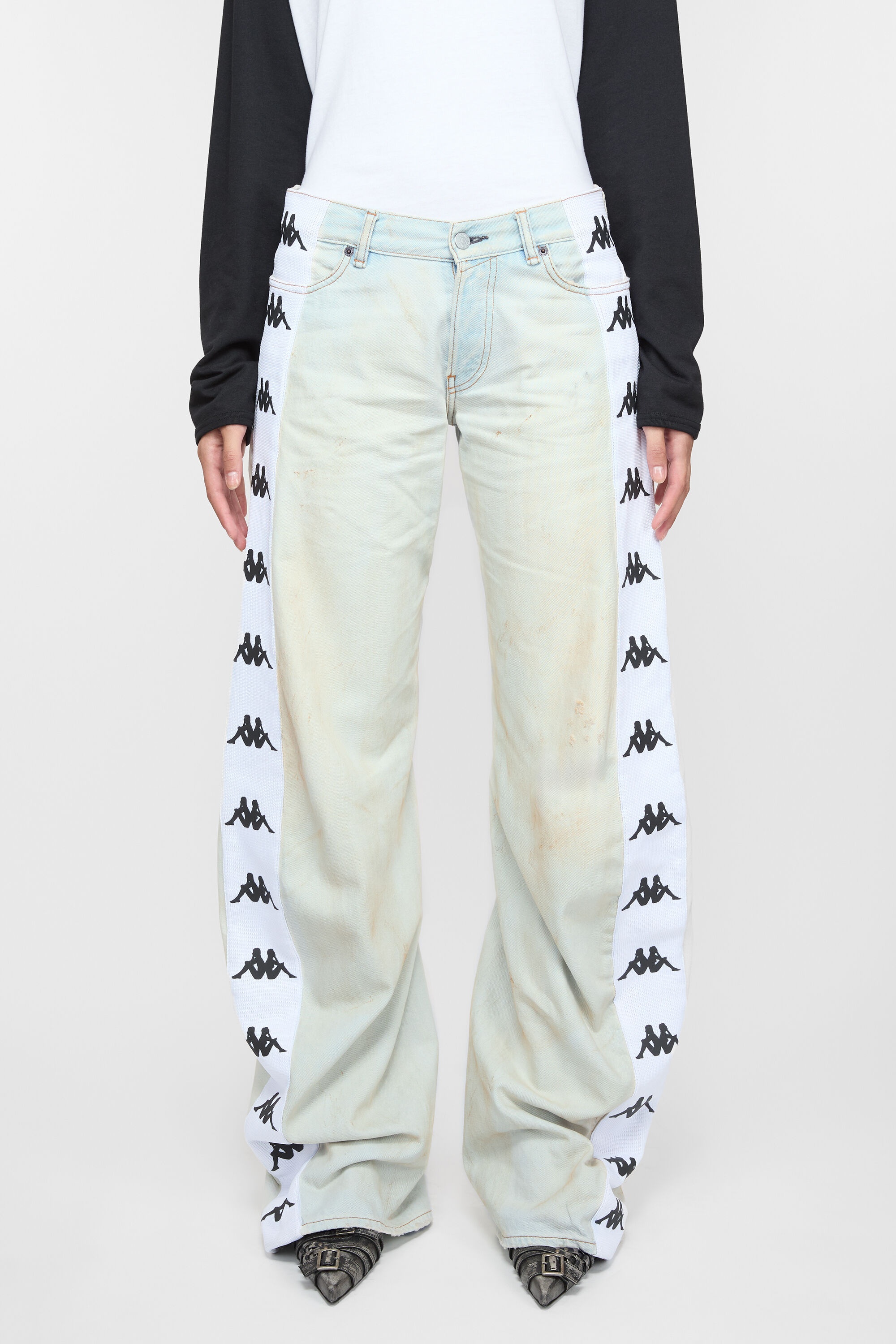 Loose fit jeans - 2006F Acne Studios x Kappa - Light blue/white - 3