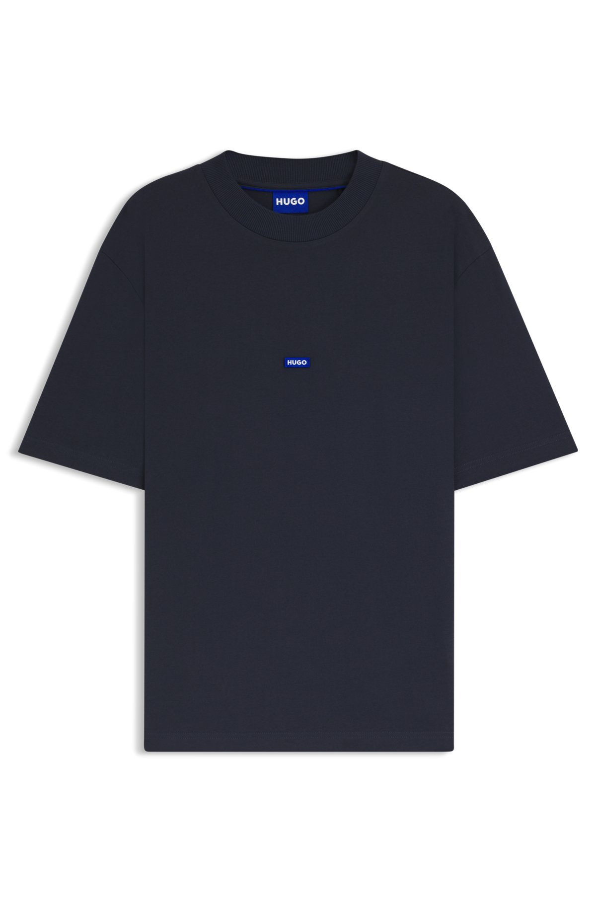 REGULAR-FIT COTTON-JERSEY T-SHIRT WITH BLUE LOGO PATCH - 1