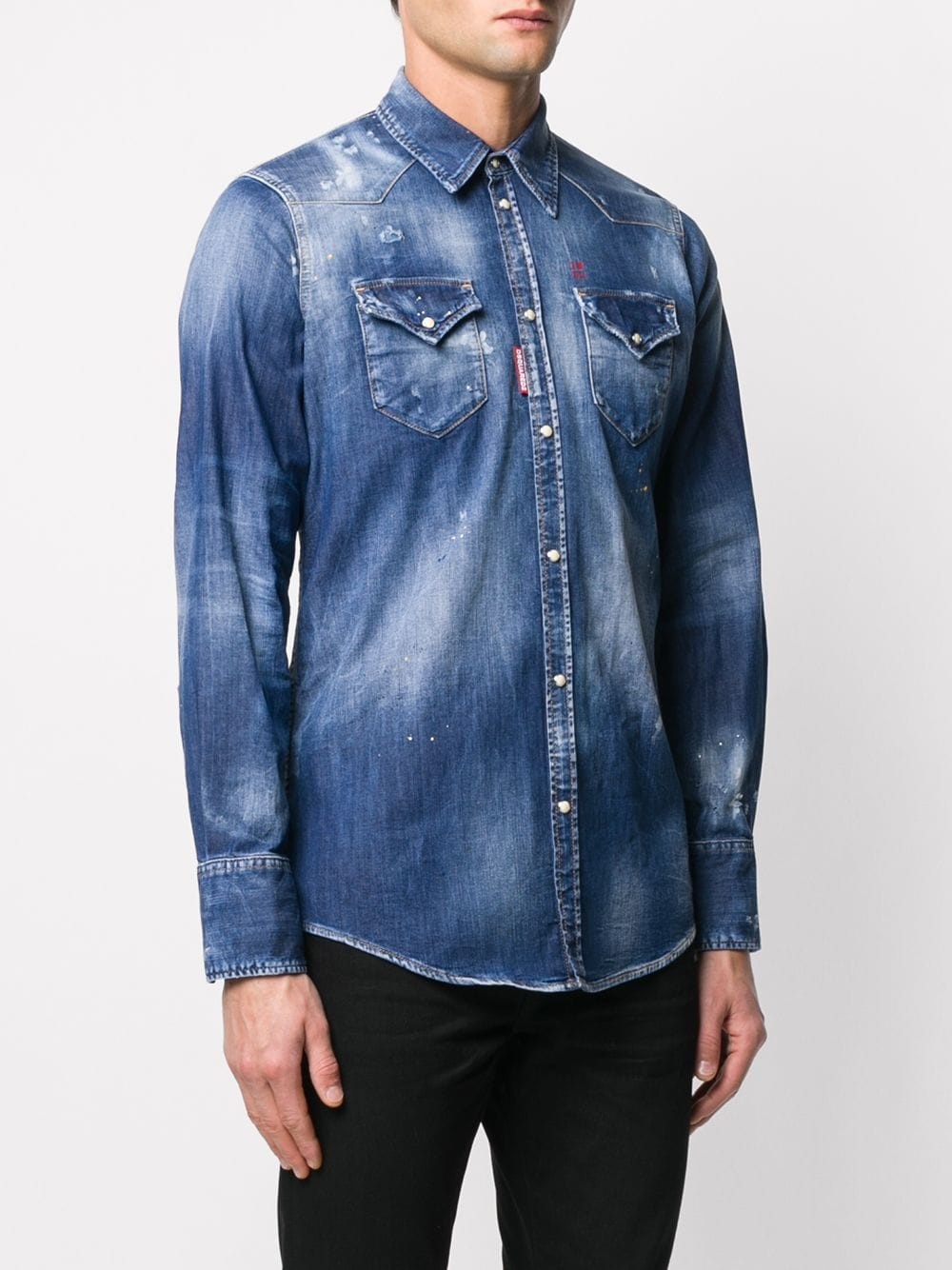 distressed effect denim shirt - 3