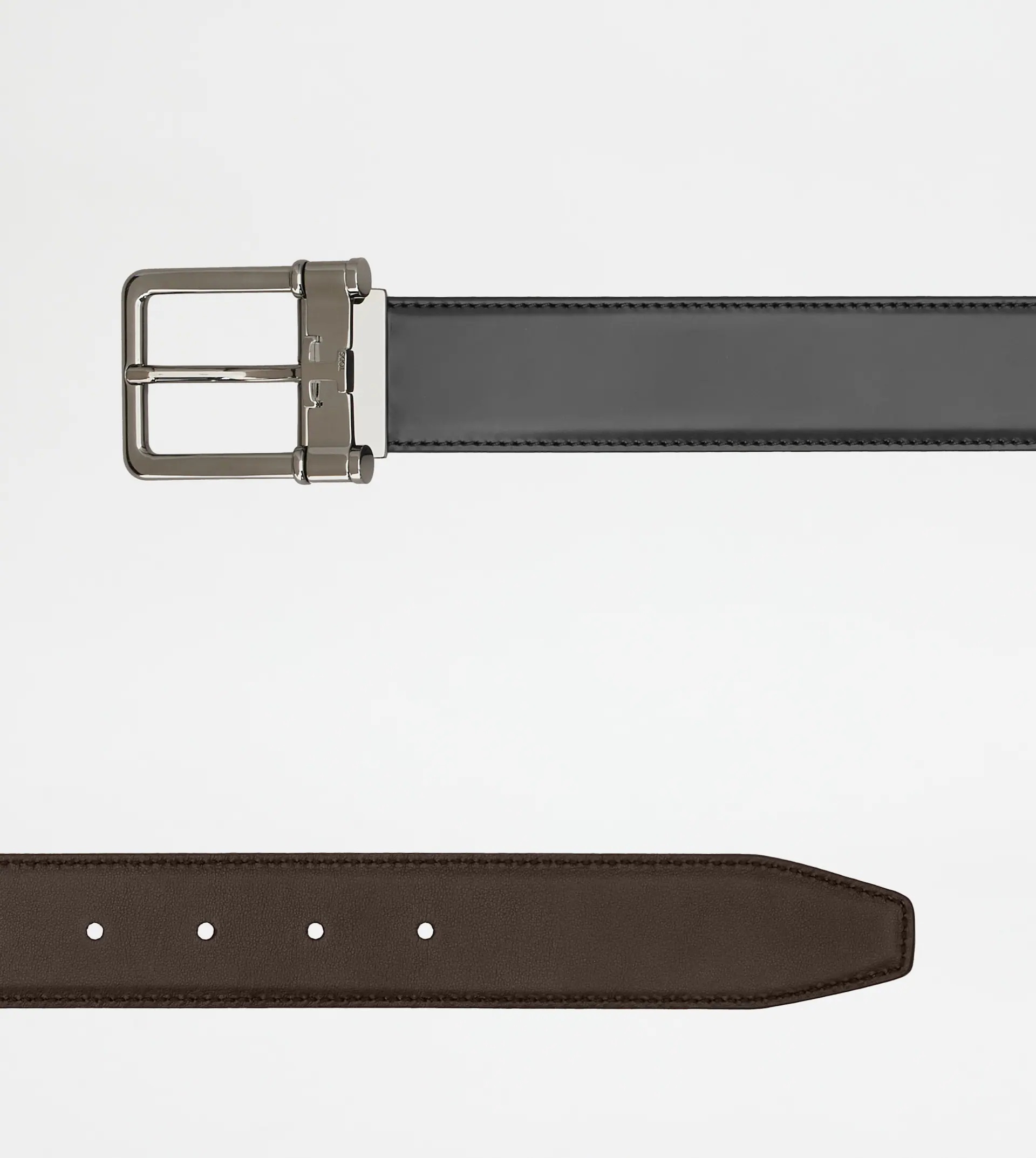 ADJUSTABLE AND REVERSIBLE BELT IN LEATHER - BROWN - 3