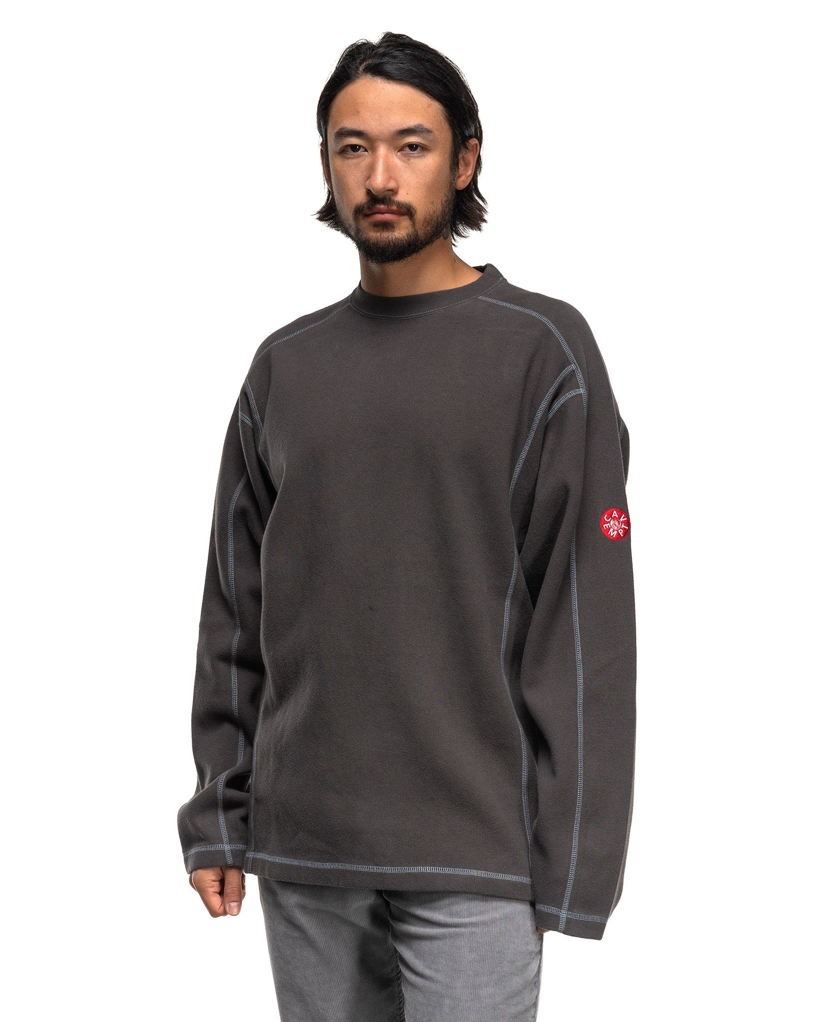 Crew Neck Double Knit Long Sleeve Charcoal - 4