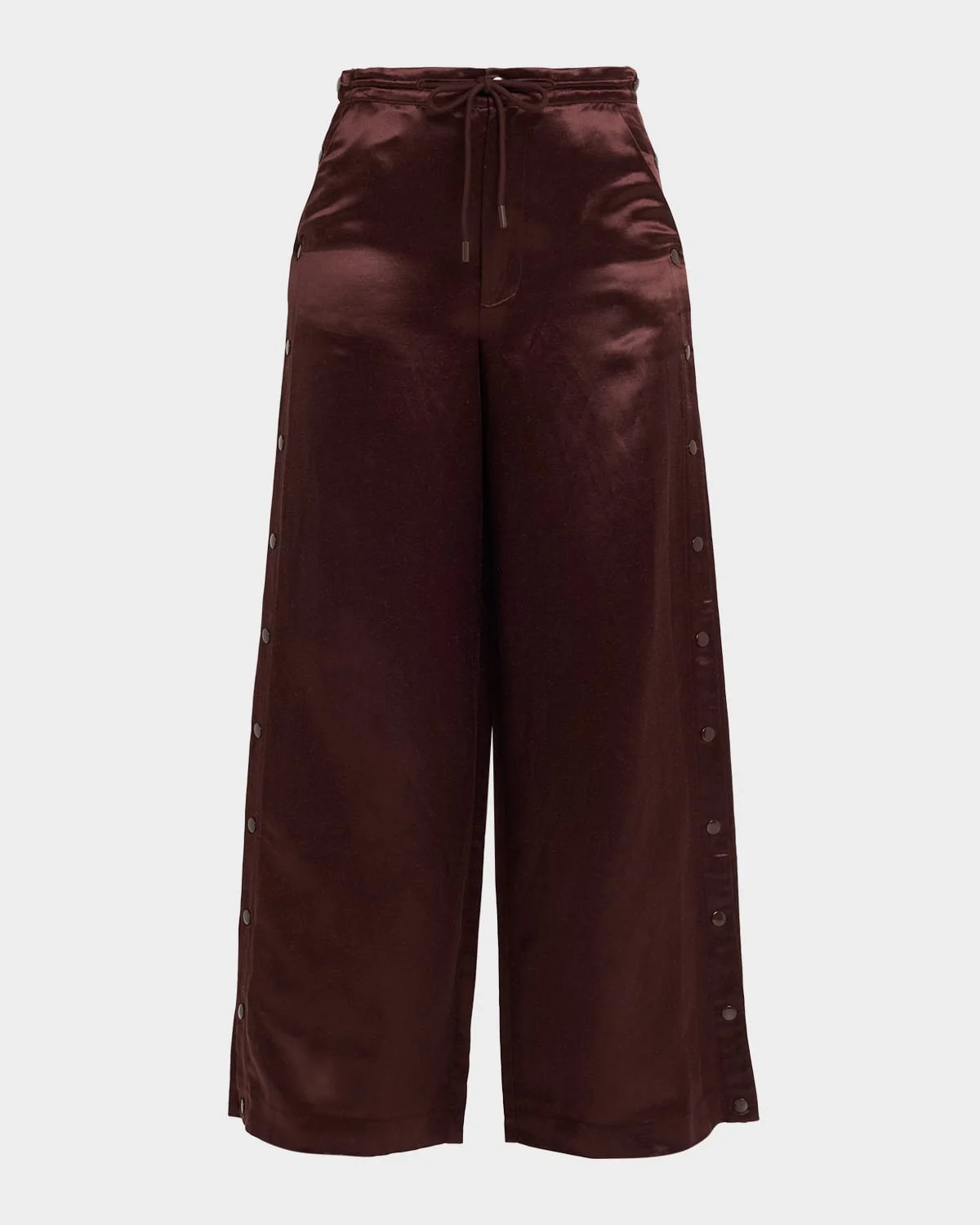 Wide-Leg Snap Silk Pants - 1