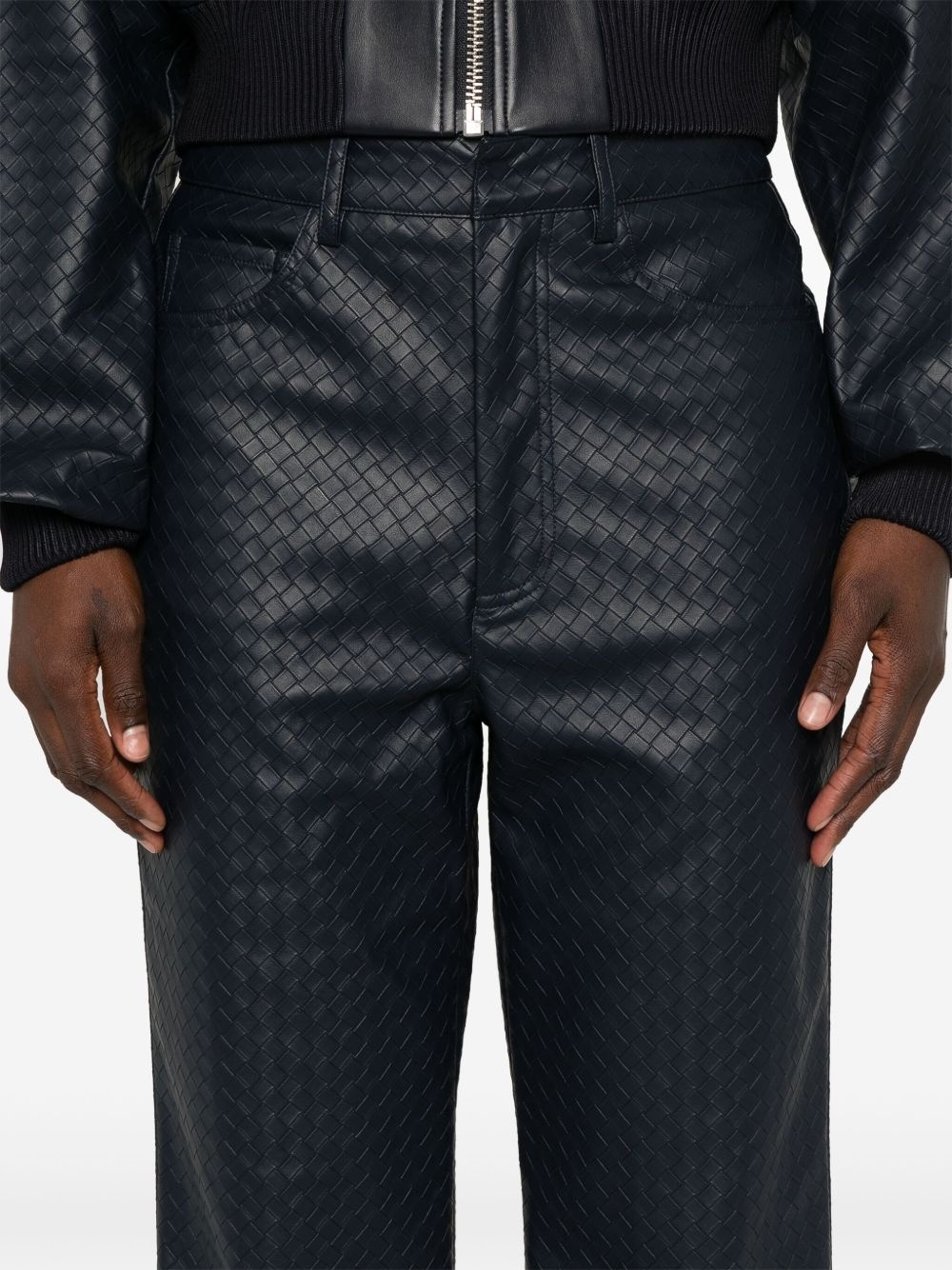 braided straight-leg trousers - 5