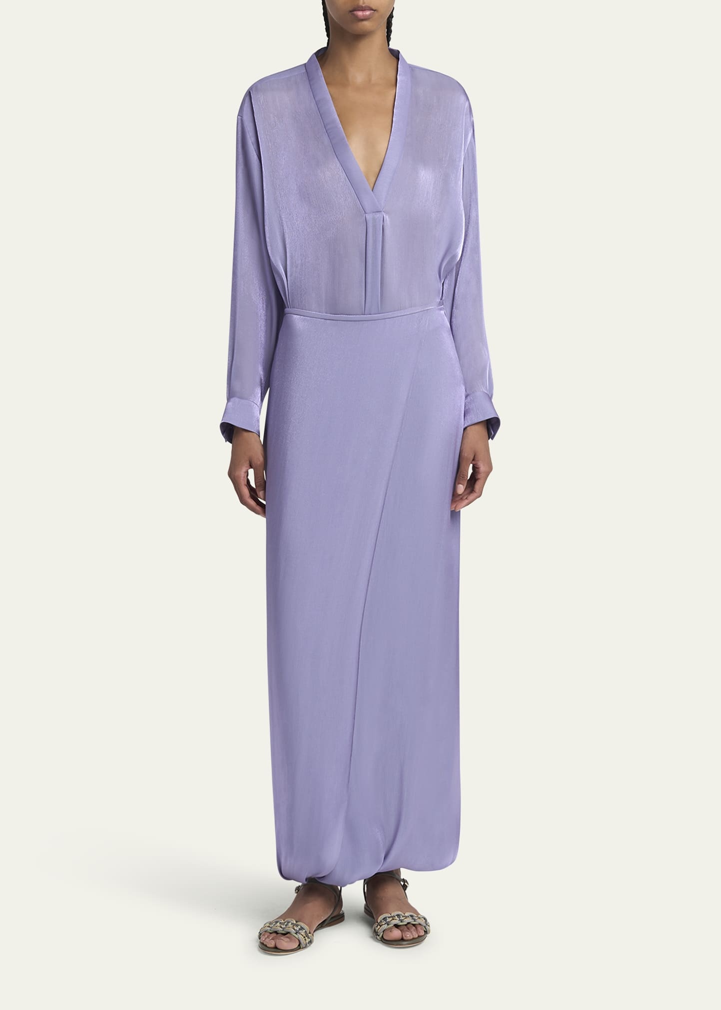 Long Draped Straight Skirt - 2