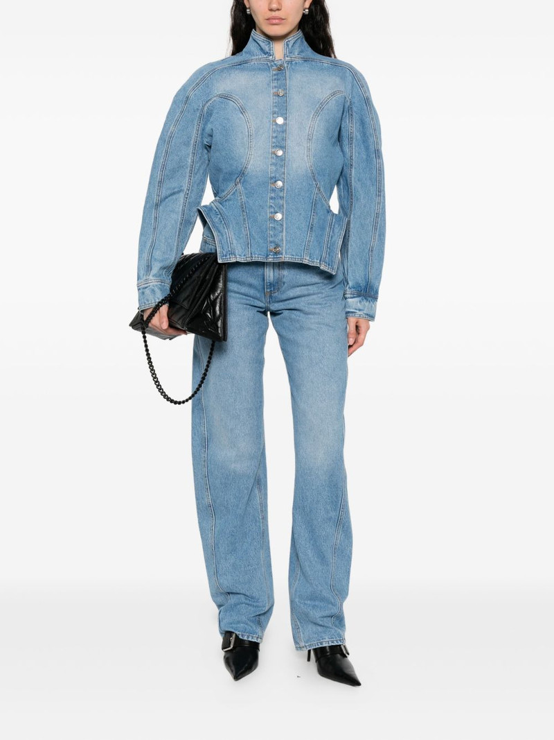 MUGLER cinched button-fastening denim jacket outlook