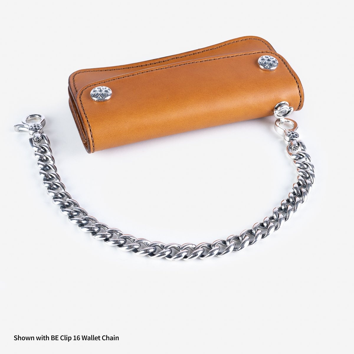 LE-ANSW-BR GOOD ART HLYWD Army/Navy Surplus Wallet w/ Sterling Silver Rosette Snaps and Rosette Prin - 10