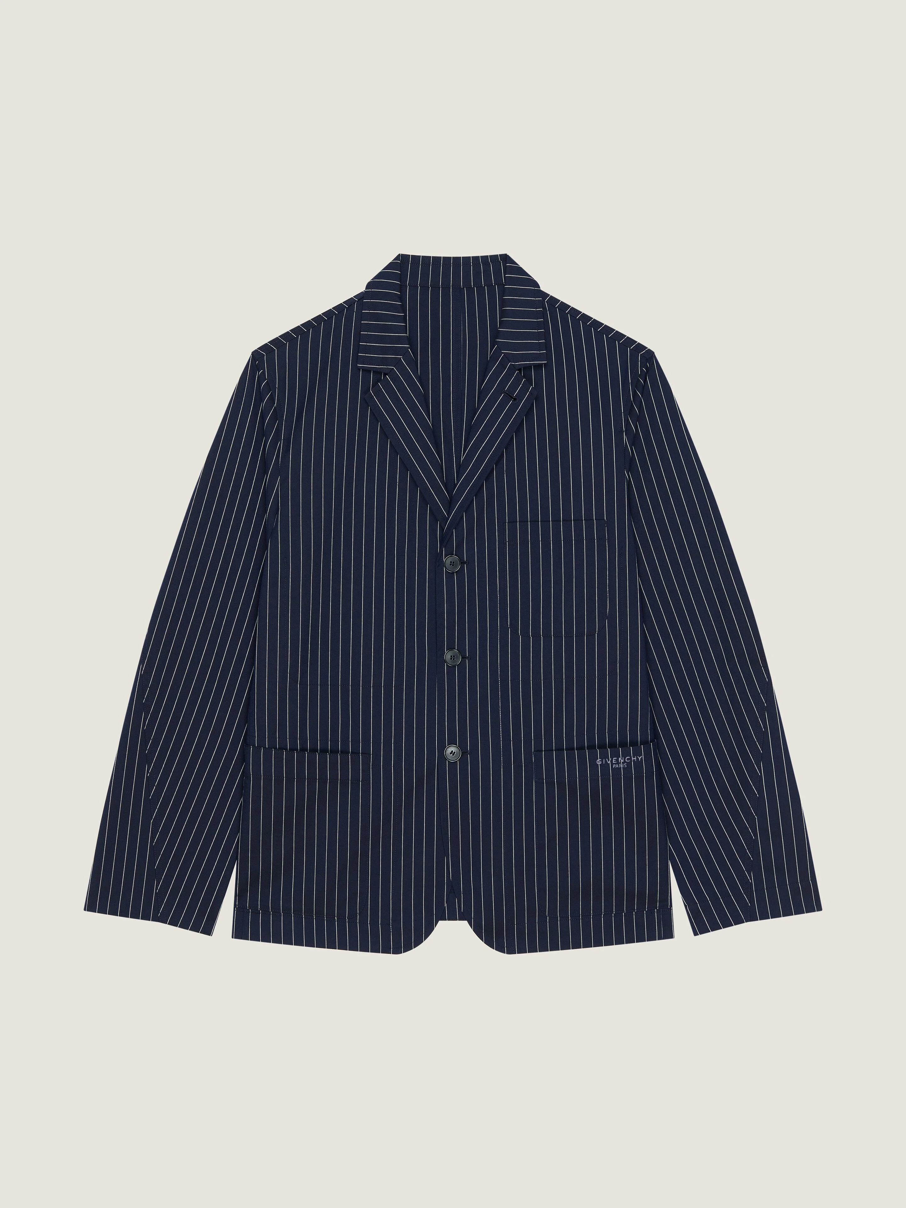 SINGLE-BREASTED DECONSTRUCTED STRIPED JACKET IN COTTON - 1