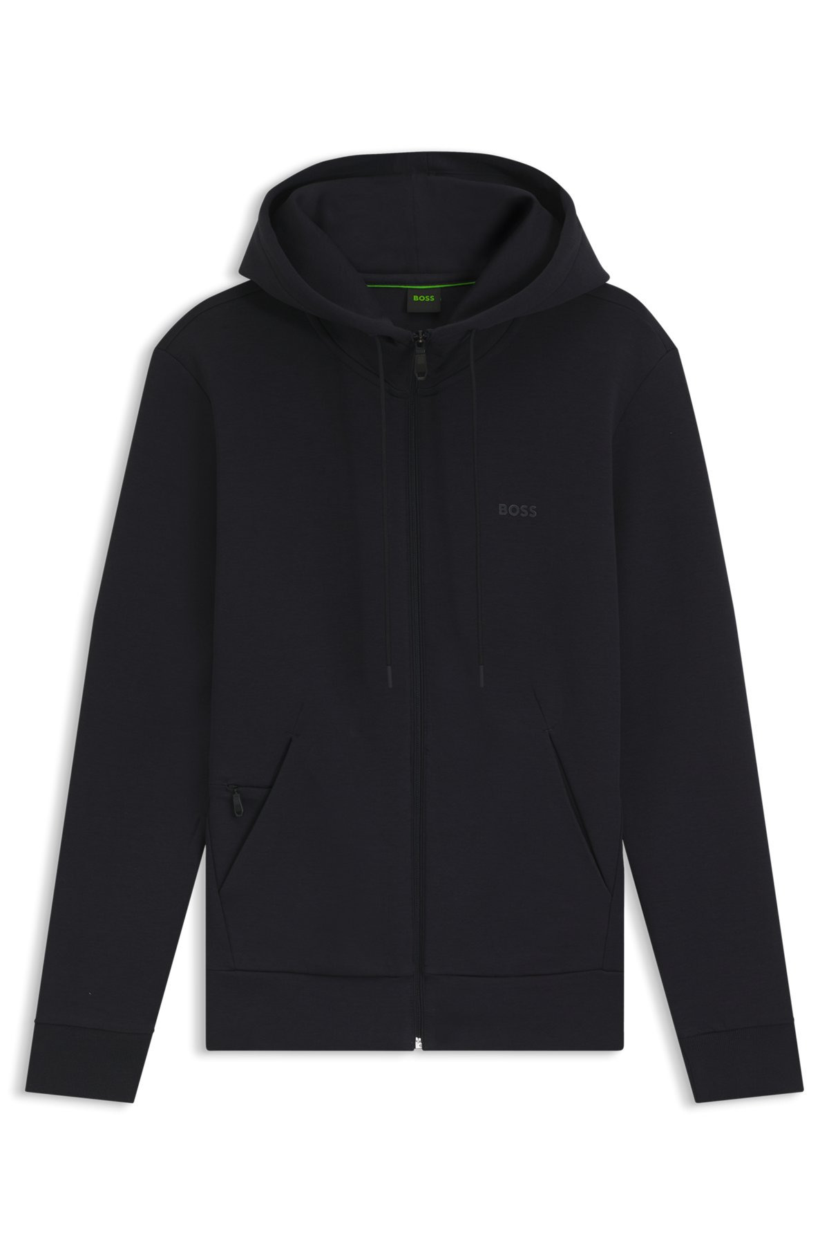 STRETCH-COTTON ZIP-UP HOODIE WITH LOGO PRINT - 1