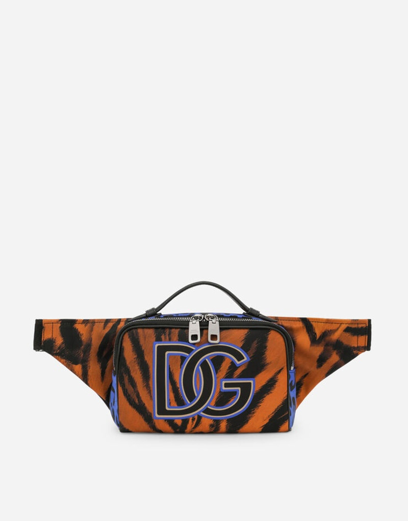 Tiger-print nylon belt bag 1