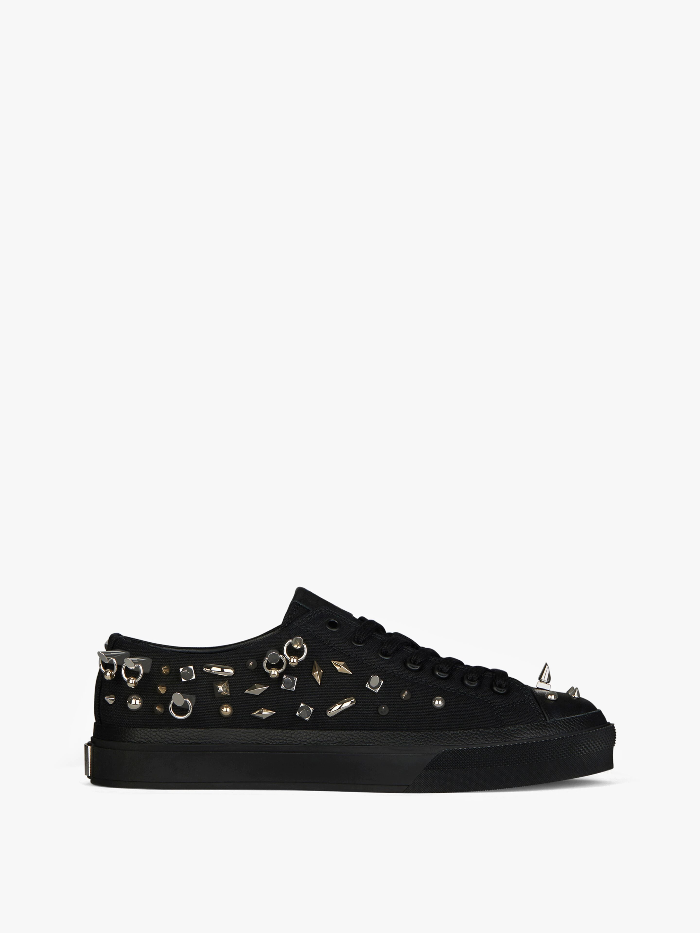 SNEAKERS CITY IN CANVAS AND LEATHER WITH STUDS - 1