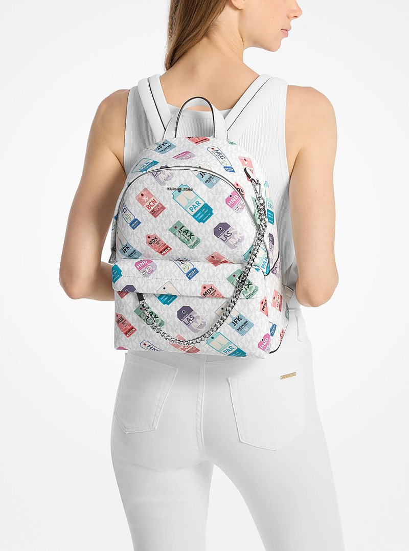 Slater Medium Printed Signature Logo Backpack 4