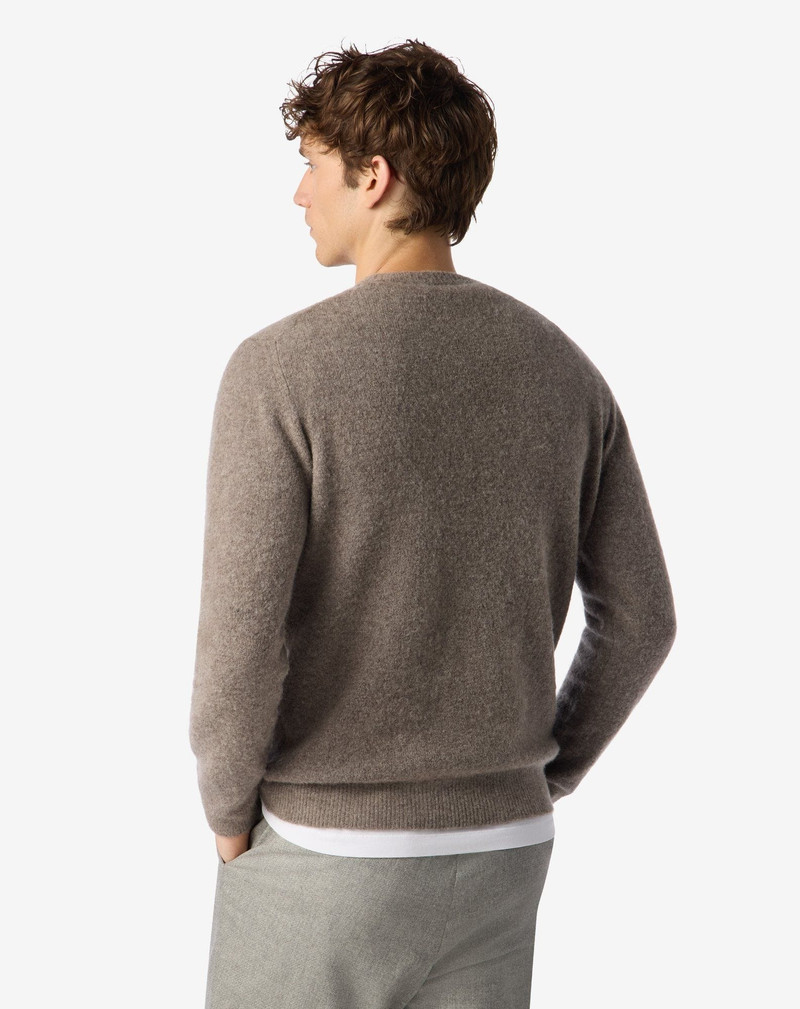 Melange taupe crew neck made from superfine merino wool 3