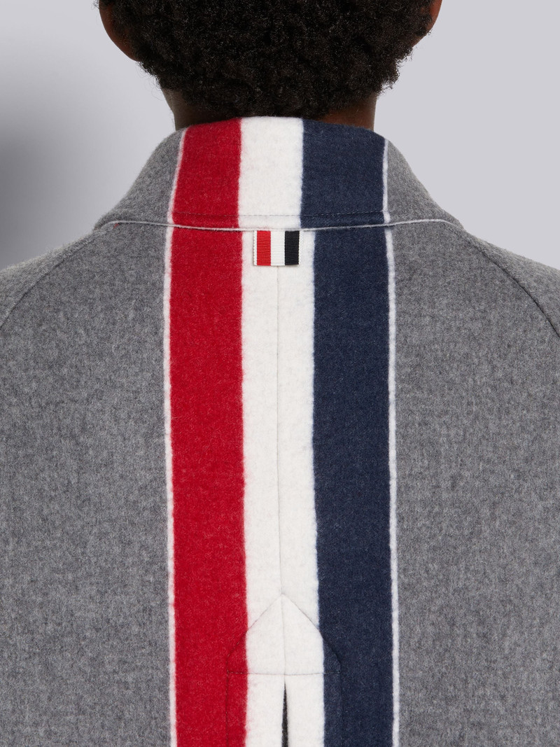 Thom Browne Medium Grey Felted Wool Cashmere Engineered Stripe Duffle Coat outlook