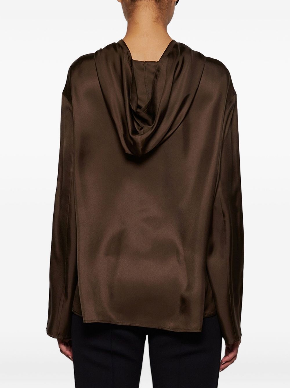 hooded satin long-sleeve top - 5