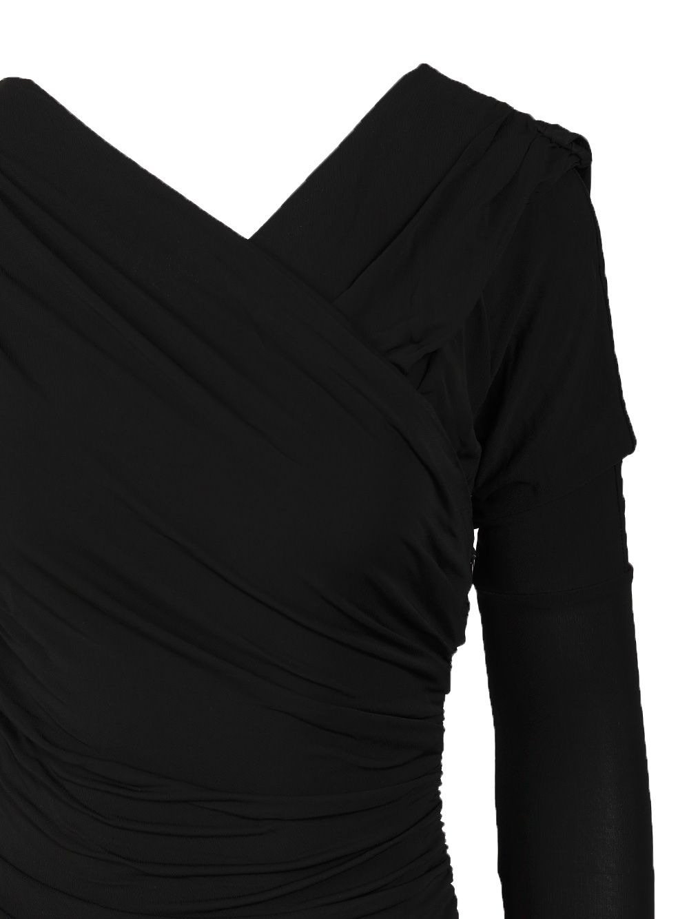 Interlock Jersey Crossover Ruched Long Dress Dresses Black - 5