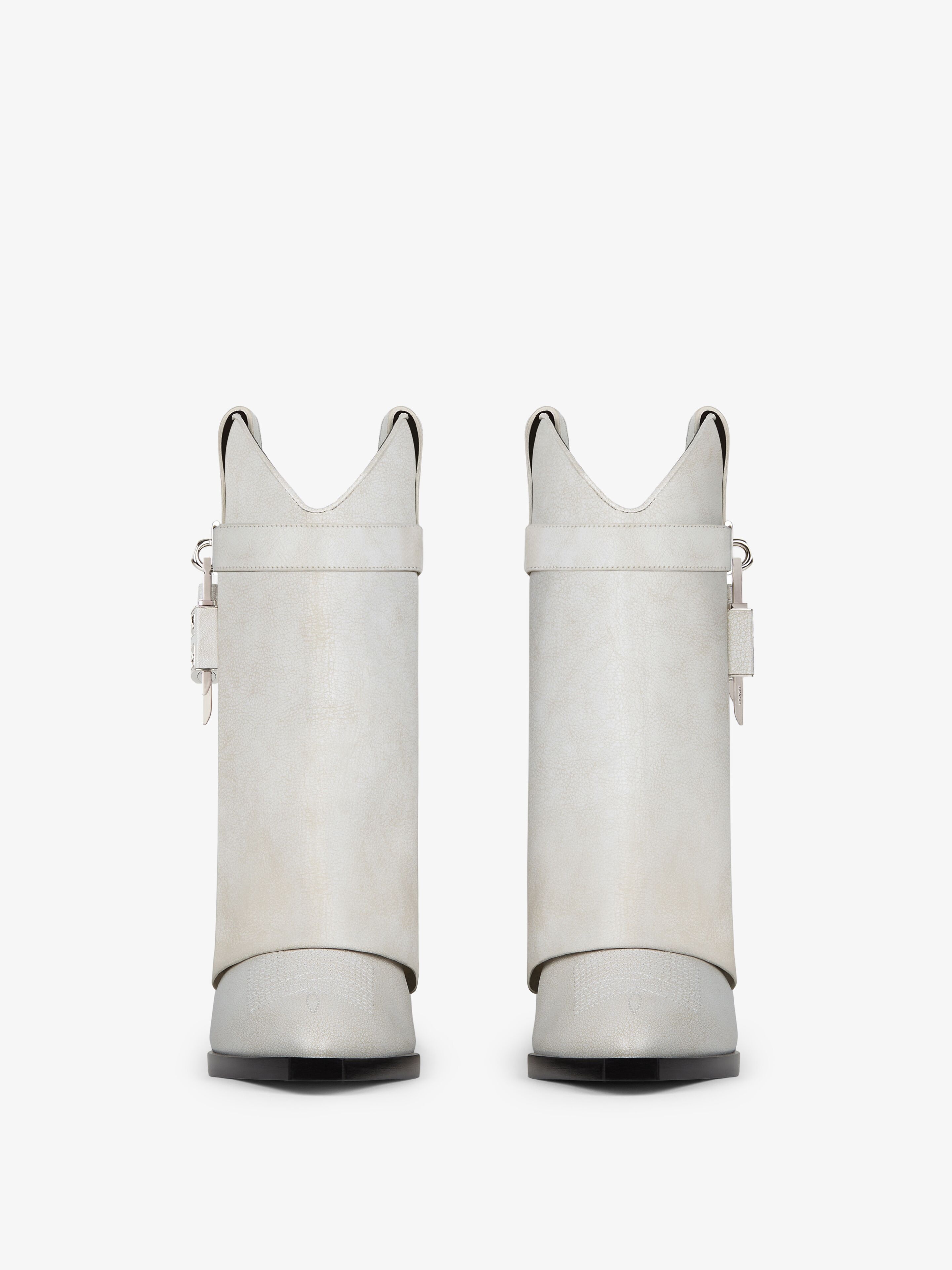 SHARK LOCK COWBOY ANKLE BOOTS IN AGED LEATHER - 3