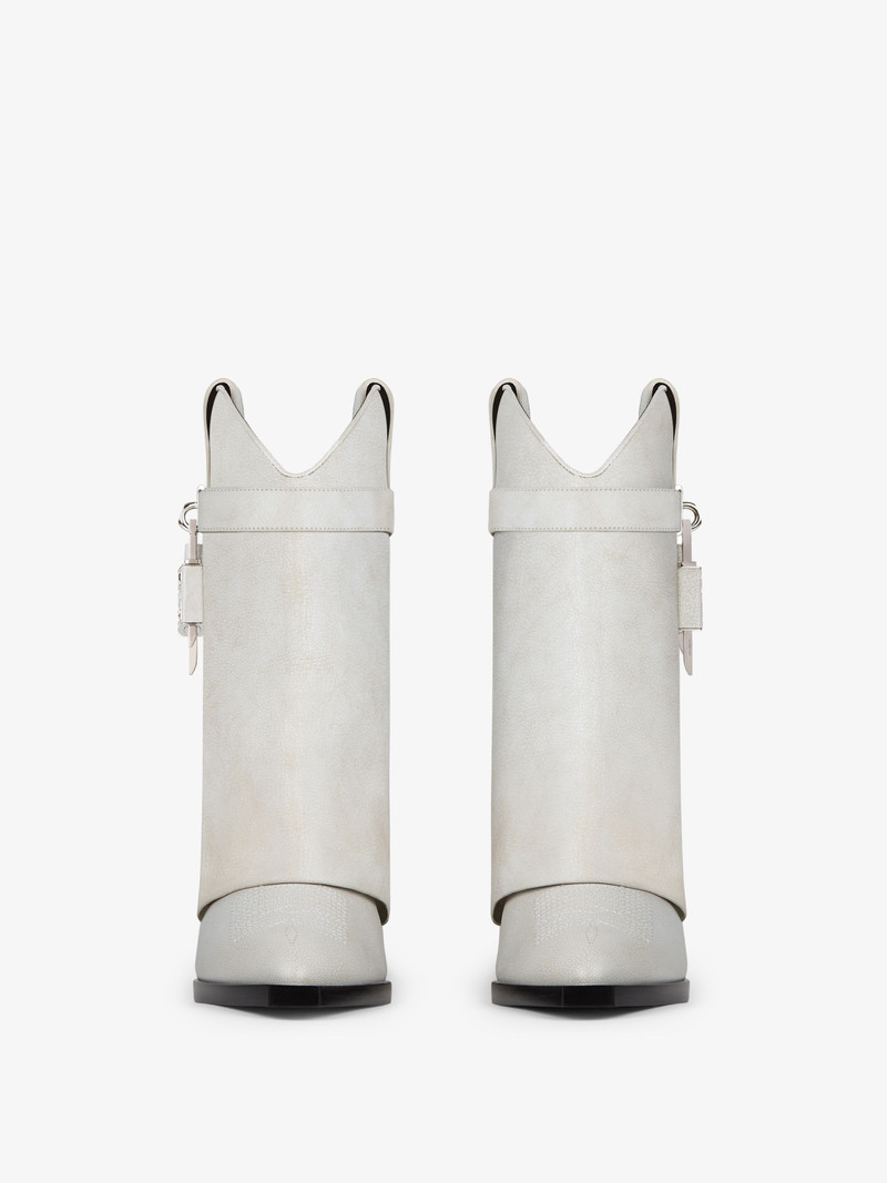 Givenchy SHARK LOCK COWBOY ANKLE BOOTS IN AGED LEATHER outlook