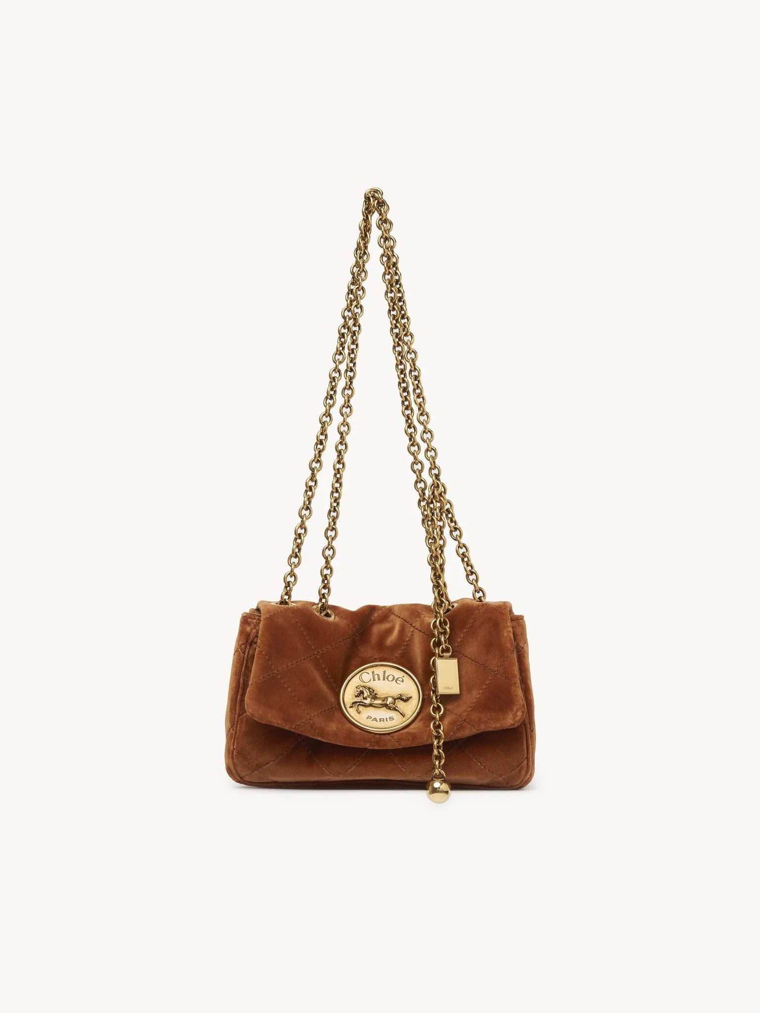 SMALL CHLOÉ HERITAGE SHOULDER BAG IN VELVET - 1