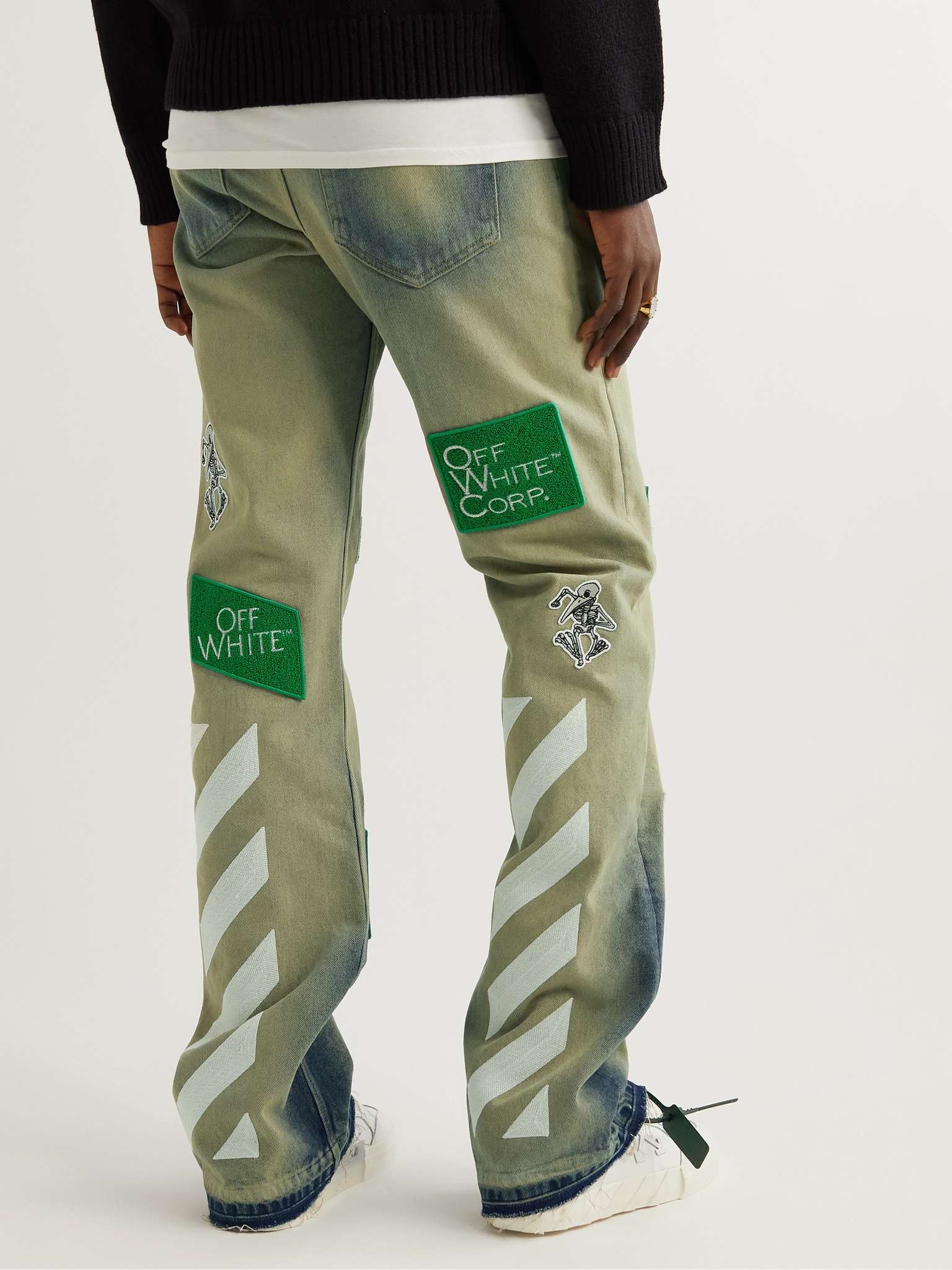 Diag Straight-Leg Bleached Appliquéd Jeans - 4