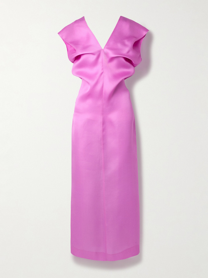 Ima Gathered Silk-gazar Midi Dress 1