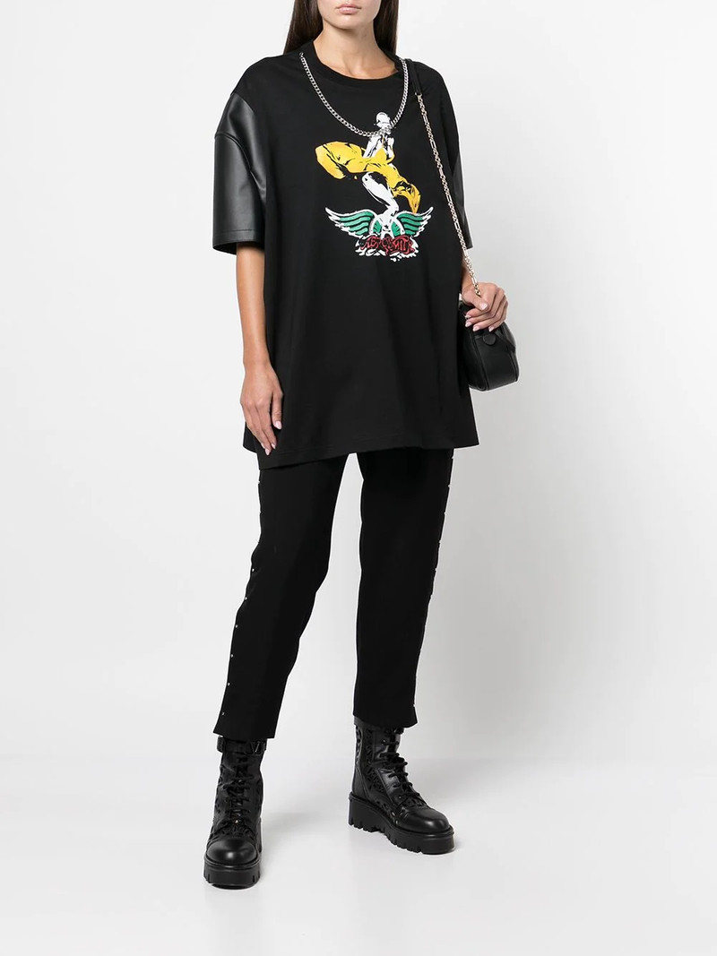 Junya Watanabe graphic-print contrast-sleeve T-shirt outlook