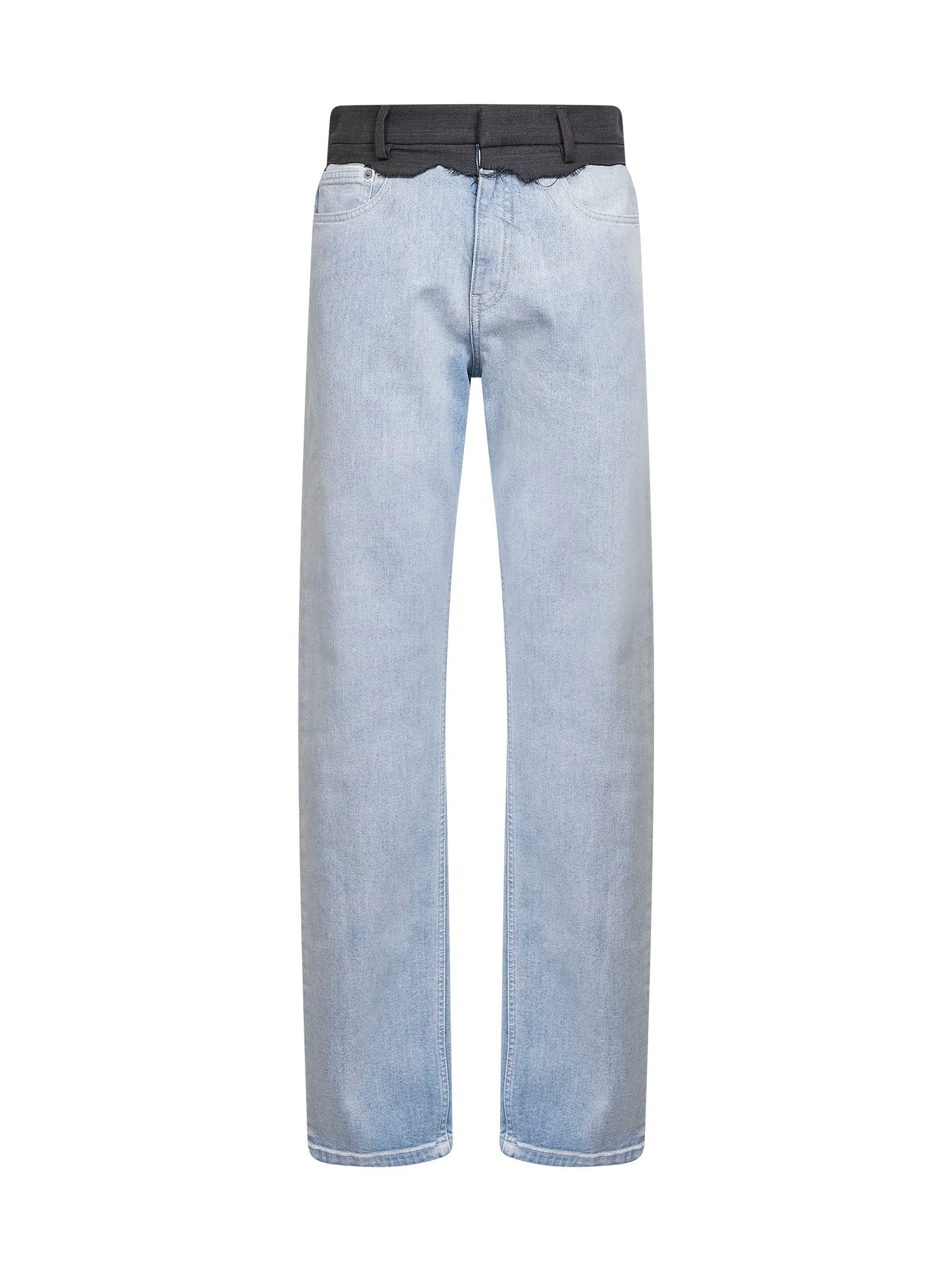Light blue stretch denim straight-leg jeans - 1
