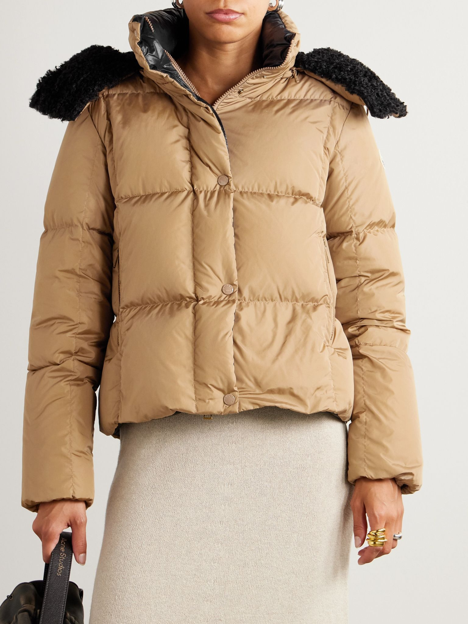 Castelnou appliquéd hooded fleece-trimmed shell down jacket Camel - 3