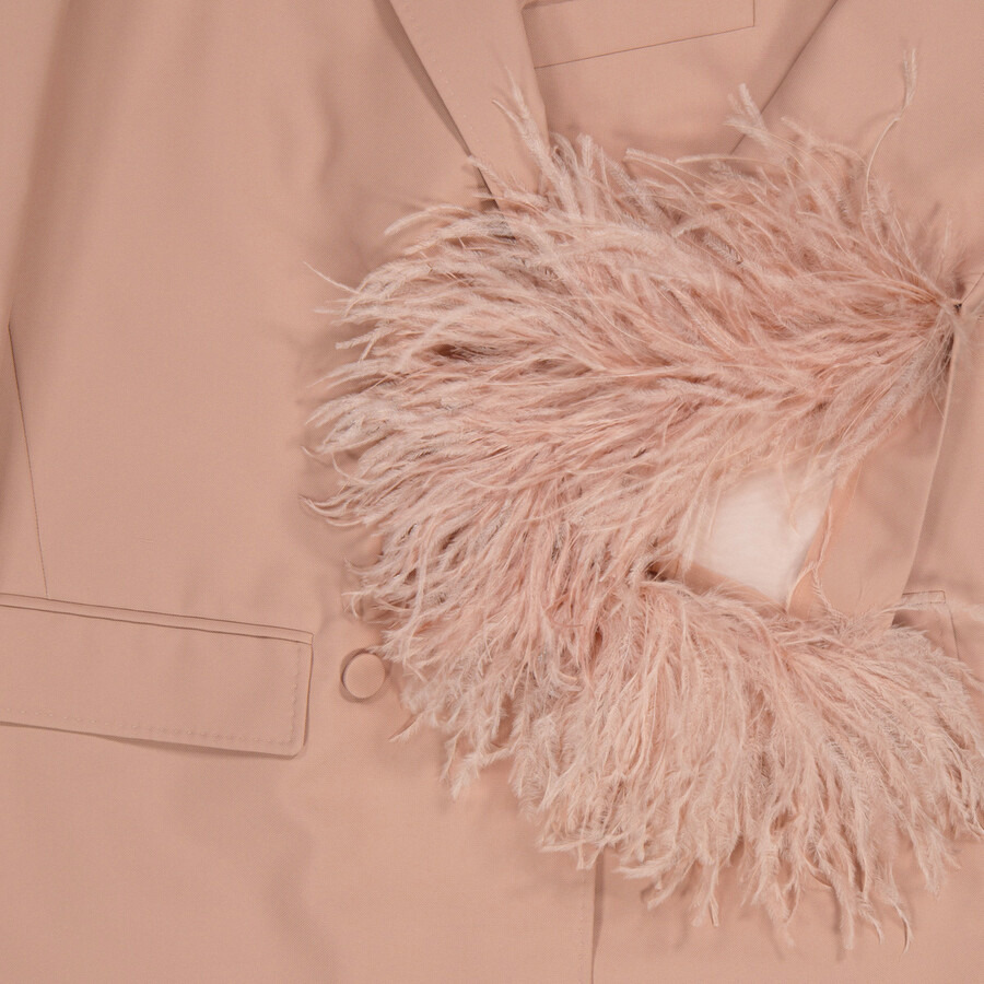 Valentino Ladies Sand Feather Embroidered Jacket - 7