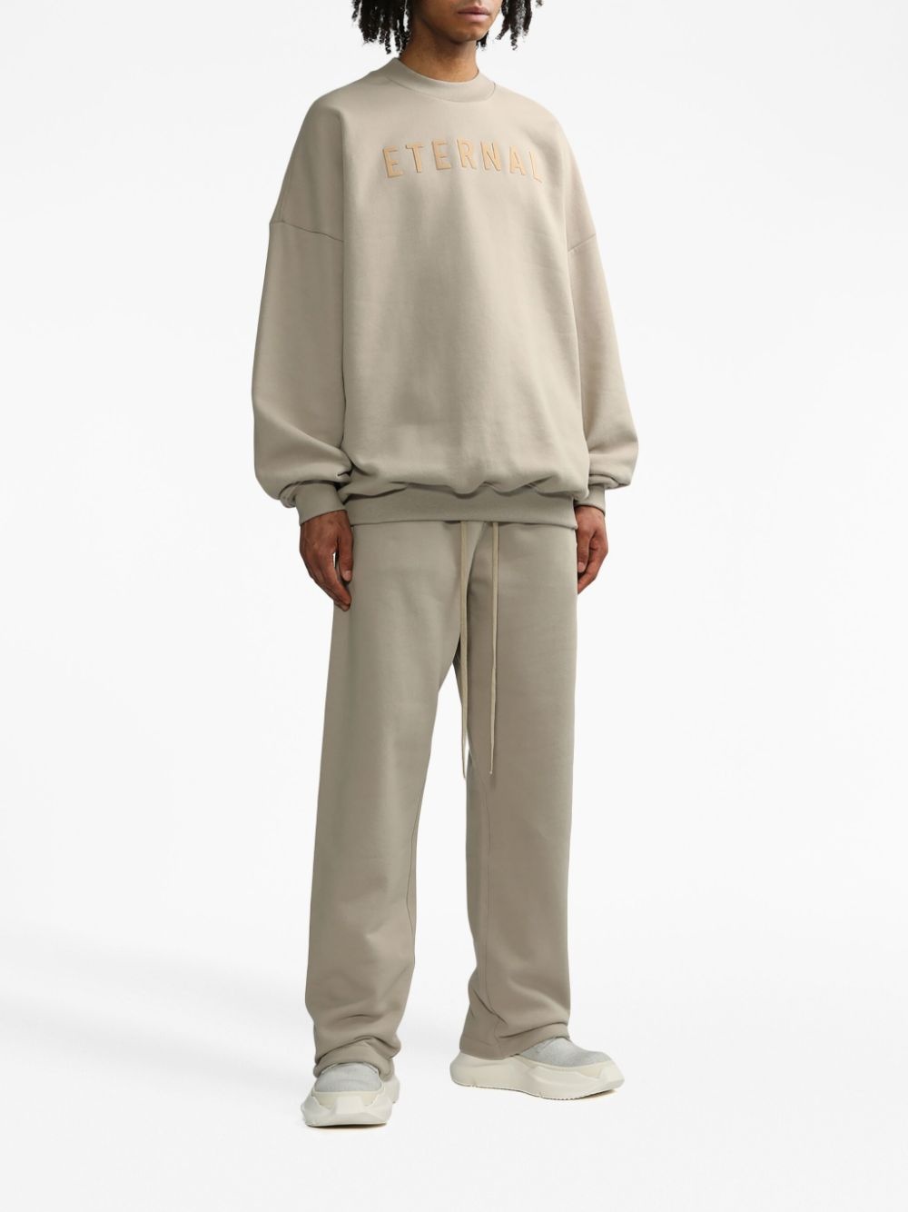 logo-embroidered long-sleeved cotton sweatshirt - 2