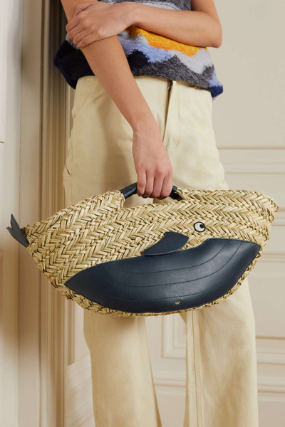 Anya Hindmarch Whale leather-trimmed seagrass basket outlook