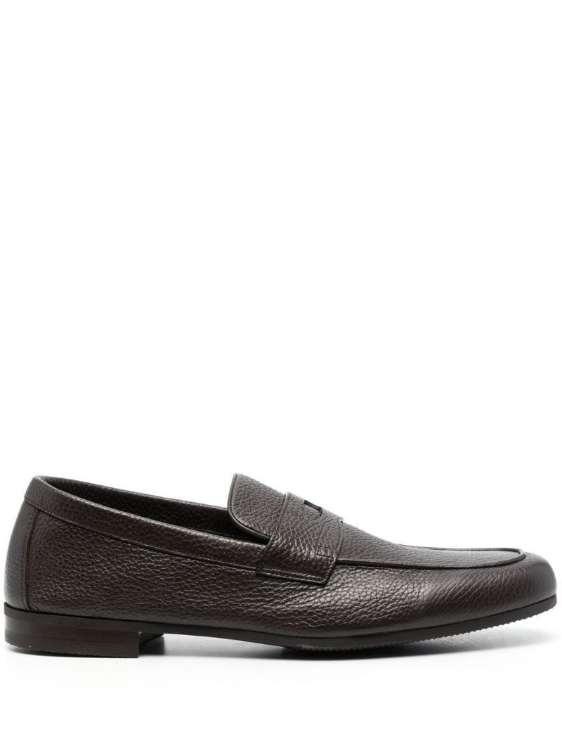 almond toe leather loafers - 1