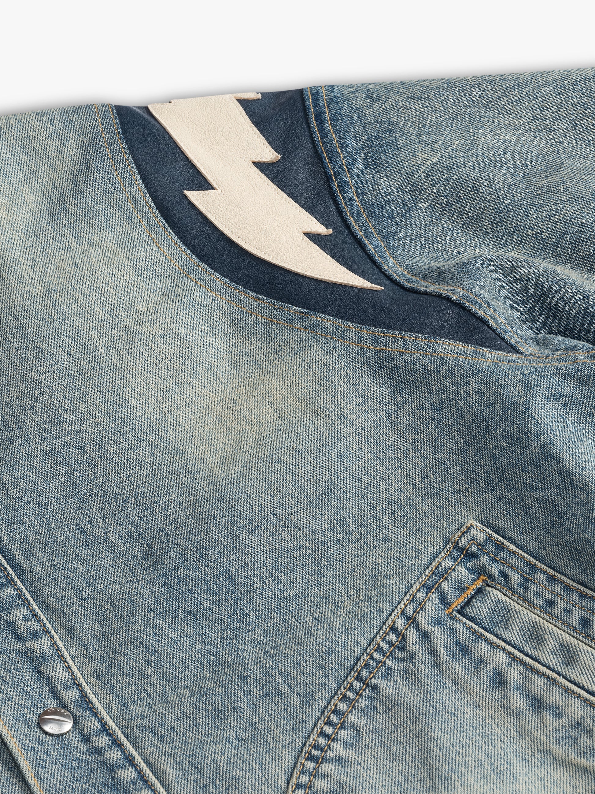 DENIM LIGHTING VARSITY JACKET - 3