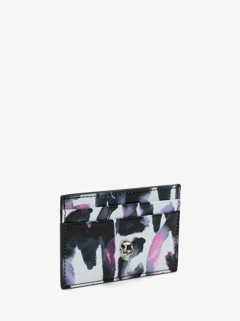 Women's Watercolour Graffiti Skull Card Holder in Multicolor 2
