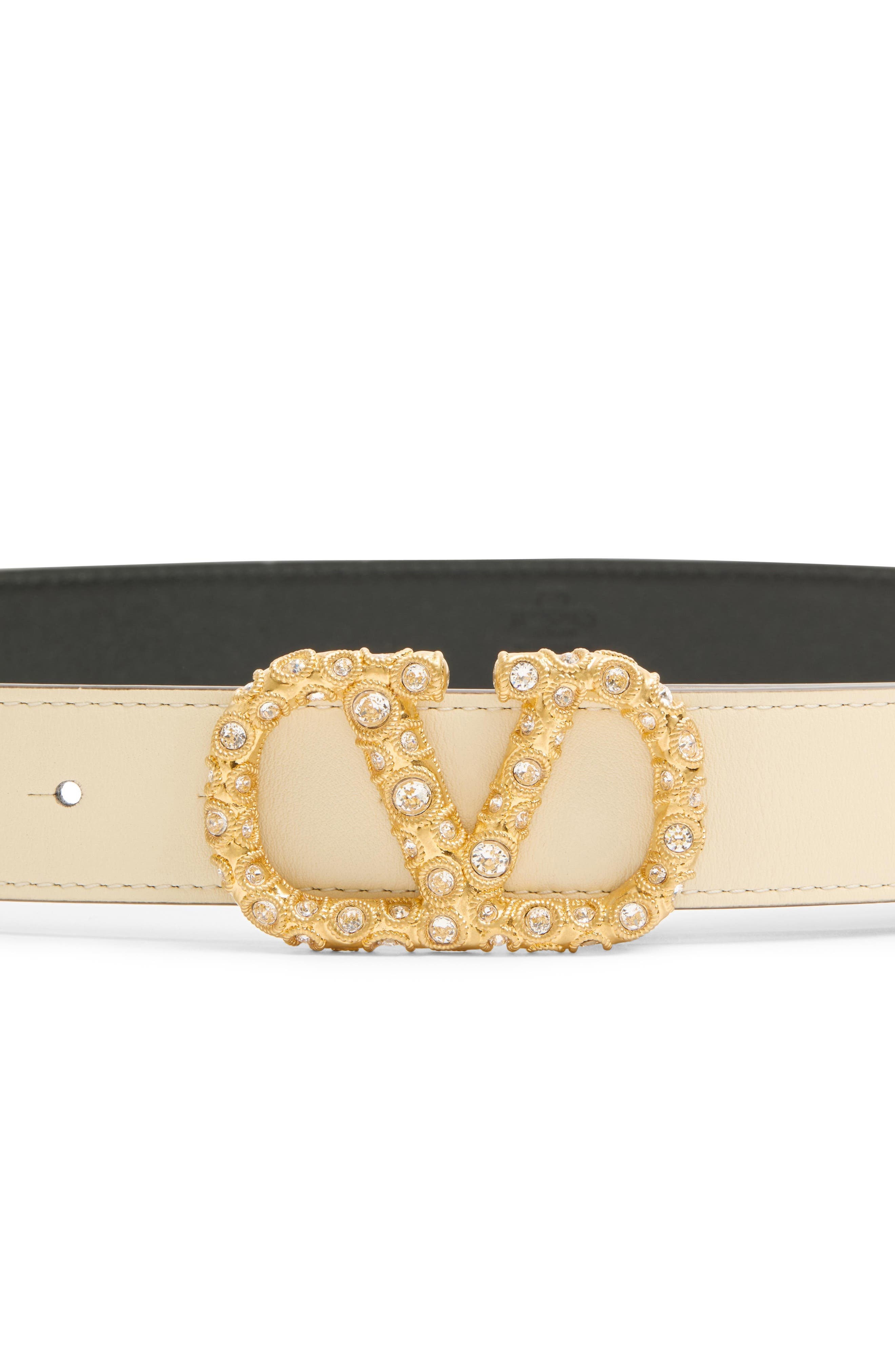 Valentino Garavani Crystal Embellished VLOGO Leather Belt at Nordstrom - 2
