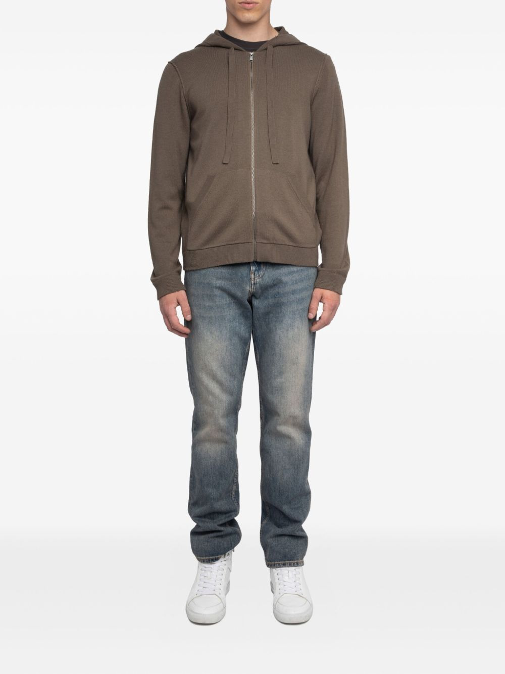 wool zip-up sweater - 2