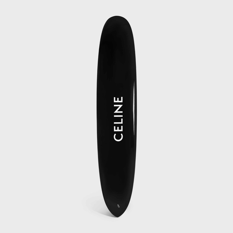 BLACK LONGBOARD WITH CELINE WHITE LOGO IN RESIN AND FIBERGLASS 1