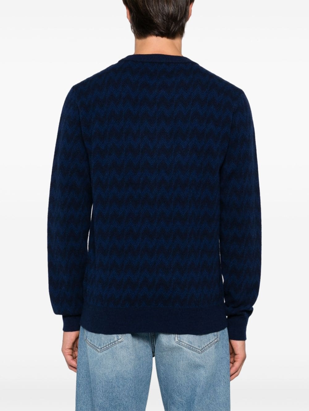 zigzag-woven crew-neck sweater - 4