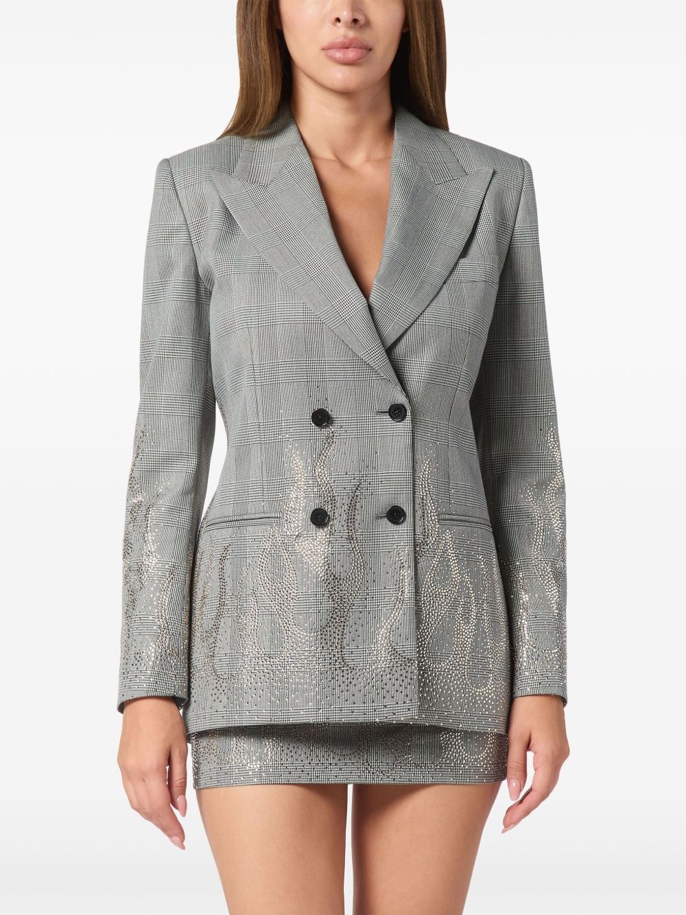 flame-appliqué blazer - 3