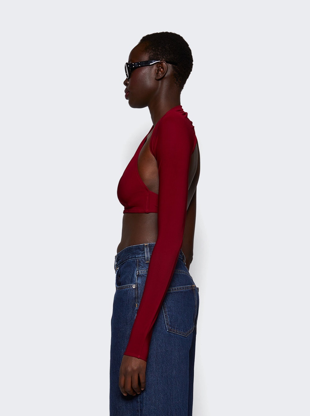 Slash Crepe Jersey Top Grenat - 4